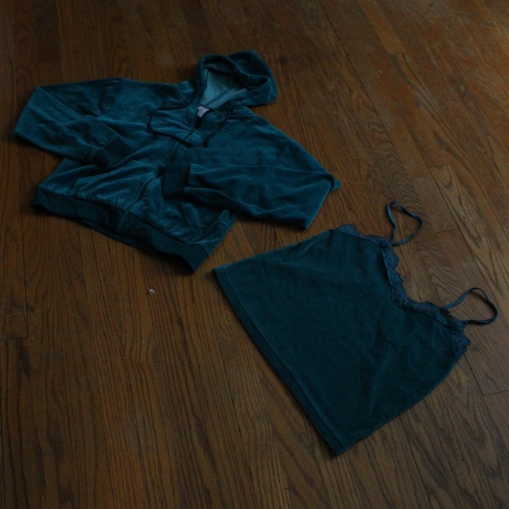 Unknown Brand 2pc Velour Hoodie & Tank Top Set